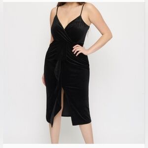 Dynamite Wrap Bodycon Velvet Dress Size: Medium